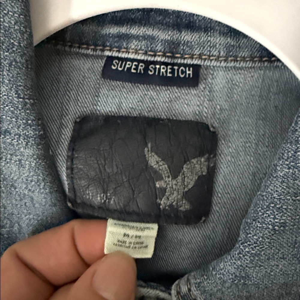 American Eagle Outfitters Distressed Blue Jean Jacket - Picture 2 of 3